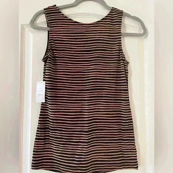NWT LOFT Brown & Black Striped Tank with Neckline Detail Women’s XS - Picture 7 of 7